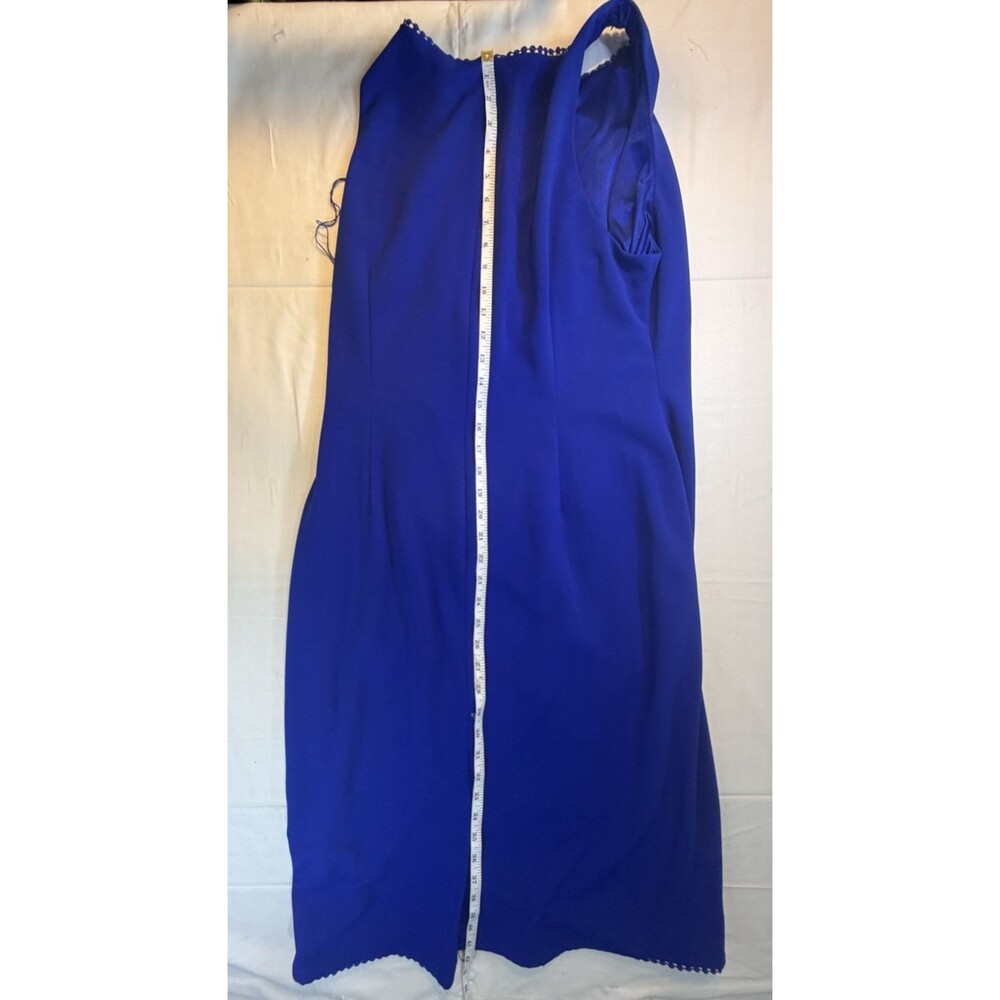 💙 Adrianna Papell Blue Ruched Cocktail Evening Dress Women's Size 16 Strappy - Picture 8 of 9